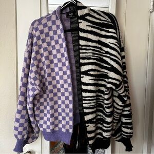 LaLa Oversized Cardigan | zebra and checker| size s